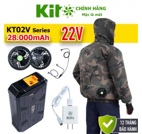 [2 Áo KITO + 1 Bộ Quạt 22V] Chính Hãng Pin 28.000mAh Chạy 10 - 20 Giờ, Áo Có Mũ 4 Màu BH 12 Tháng